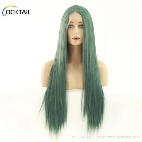 wholesale ombre colors lace frontal wig with baby hair longest silky straight hair synthetic lace frontal wigs